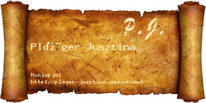 Pláger Jusztina névjegykártya
